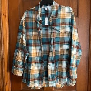 Turquoise and Brown Flannel